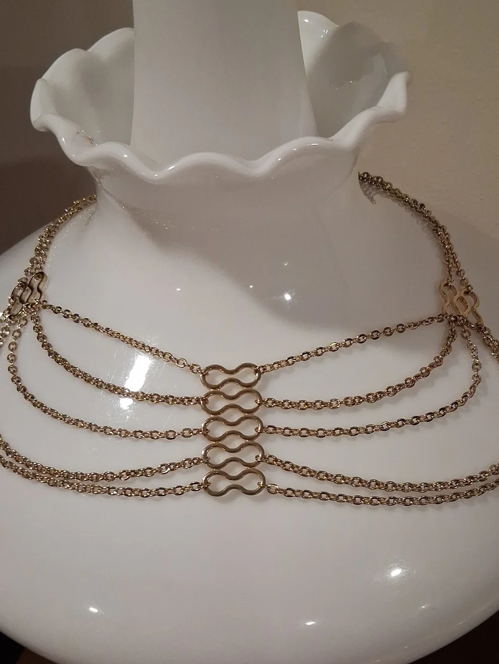 Layered Gold Multi-Row Connector Necklace